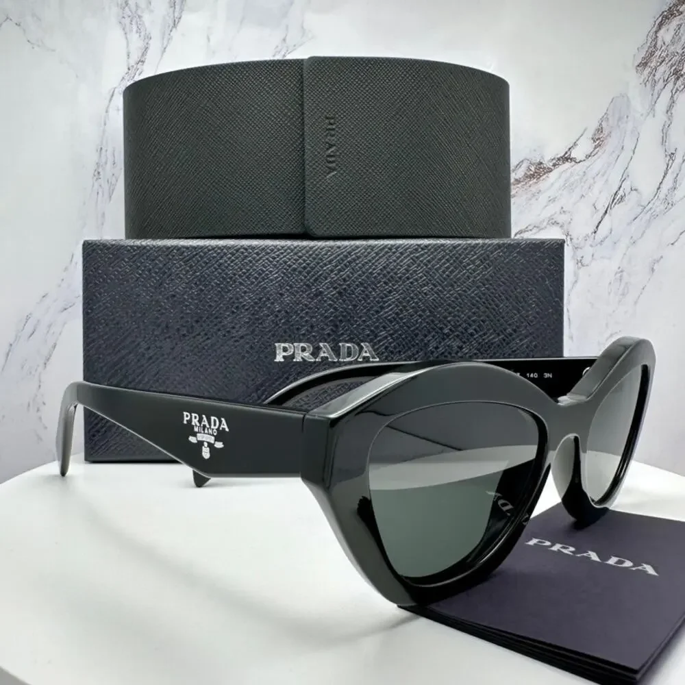 New PRADA Sunglasses Black Butterfly Cat Eye Logo Symbole Logo New - Picture 5 of 16